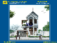 Ảnh 3D phối cảnh + hồ sơ thiết kế kiến trúc, kết cấu xây dựng nhà chữ L mái Thái 2 tầng kích thước: 8x11.4m