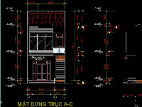 Bản vẽ CAD Nhà phố 2.5 tầng 5x13.35m ( KT+KC+ĐN)
