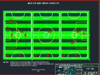 Bản vẽ CAD Sân cỏ đá bóng nhân tạo 52x92m chi tiết