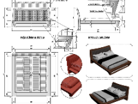 cad gỗ óc chó,giường 3D,chi tiết giường,giường gỗ óc chó,cad giường gỗ