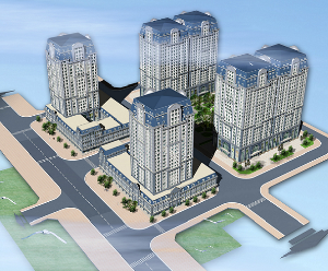 Bản vẽ kiến trúc chung cư Quang Trung gồm Mặt bằng Định vị Tổng thể + Nhà 1b + Nhà 2a.