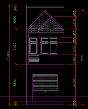 Bản vẽ kiến trúc nhà phố 2 tầng kích thước 3.8x16m (3,8x16)