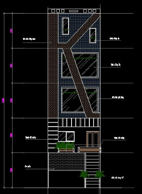 Bản vẽ kiến trúc Nhà phố tích hợp Karaoke chi tiết kích thước 5 x 16.3m(5x16,3)