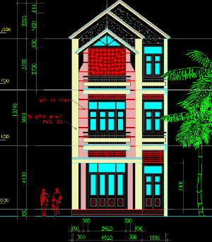 Bản vẽ Kiến trúc thiết kế chi tiết nhà phố đẹp kích thước 6,17x17,52m