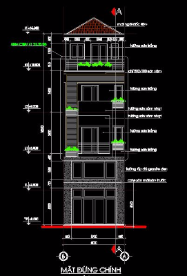 Bản vẽ Nhà ở gia đình Q.Gò Vấp - TP. HCM Diện tích: 5mx20m Số tầng: 4 tầng.