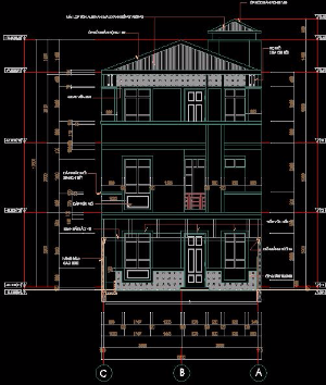 Bản vẽ thiết kế công trình Nhà ở gia đình 3 tầng diện tích 6x16m