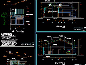 Bản vẽ thiết kế kiến trúc và kết cấu nhà phố  8x18.7m đi kèm phối cảnh 3D