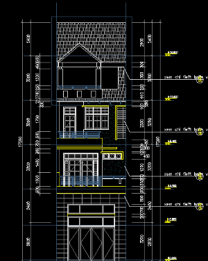 Bản vẽ thiết kế nhà lệch tầng 5x20m đầy đủ kiến trúc + kết cấu