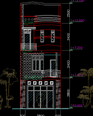 Hồ sơ thiết kế,Nhà phố kích thước  5x25m,đầy đủ nhà phố,bản vẽ nhà phố