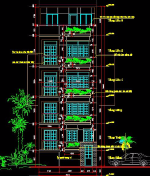 Biệt thự phố kích thước 6x14.5m gồm 5 tầng+ hầm (Kiến trúc, kết cấu, điện nước)