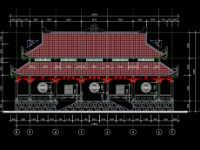 bản vẽ chùa đẹp,thiết kế chùa 10.9x21.1m,bản vẽ nhà chính điện 10.9x21.1m,thiết kế chùa 2 mái