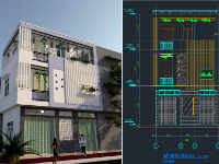file thiết kế nhà phố,file cad nhà phố,nhà phố 3 tầng,bản vẽ 3 tầng