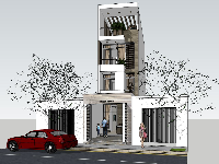 Chia sẻ mẫu nhà phố 4 tầng 4.2x16.2m file sketchup