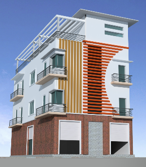 Đồ án tốt nghiệp bản vẽ kiến trúc nhà nghỉ 3 tầng kích thước 8,8x18,7m(8.8x18.7)