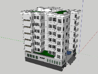 Dựng mô hình thiết kế sketchup chung cư 7 tầng 10x10m