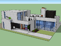 File 3d nhà ở 1,5 tầng 9.5x19m model sketchup