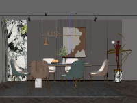 File 3d sketchup nội thất phòng ăn hiện đại
