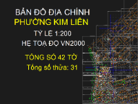 File Cad Bản đồ địa chính phường Kim Liên, quận Đống Đa, tỷ lệ 1:200 chuẩn theo Hệ tọa độ VN2000