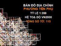 File Cad Bản đồ địa chính phường Yên Phụ, quận Tây Hồ, tỷ lệ 1:200 - Hệ tọa độ VN2000