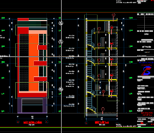 File cad Bản vẽ kiến trúc đầy đủ cho Nhà phố 5 tầng kích thước 7.1x29.3m