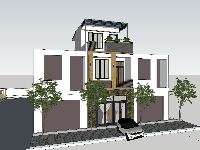 file sketchup,3 tầng,Nhà phố hiện đại,model 3d nhà phố 3 tầng,sketchup nhà phố 3 tầng