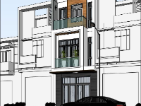File sketchup thiết kế nhà phố 3 tầng 1 tum 4.2x14m
