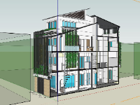 File sketchup thiết kế nhà phố 4 tầng 5x10m