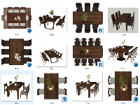 File Sketchup tổng hợp 17 bộ bàn ghế gỗ