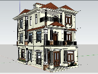 file su nhà 3 tầng,model sketchup nhà phố 3 tầng,Su Nhà phố 3 tầng