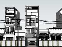 File thiết kế sketchup nhà phố 4 tầng 4.6x13m
