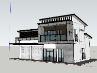 Free model sketchup nhà ở 2 tầng 14.3x10.6m