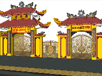 cổng,cổng đẹp,chùa cổ,Model sketchup cổng chùa,mẫu cổng đẹp,đình chùa đẹp
