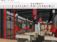 Full model sketchup + ảnh 3d dựng nội thất cửa hàng quán ăn Trung Hoa