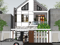 Hồ sơ bản vẽ CAD + Sketchup nhà phố 3 tầng 8.5 x 11.5m ( Kiến trúc, kết cấu,Điện nước)