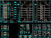 Hồ sơ thiết kế bản vẽ nhà phố 1 trệt 1 lửng 6 Tầng có thang máy diện tích 4.4x15.3m - 153 full kiến trúc, kết cấu và điện nước