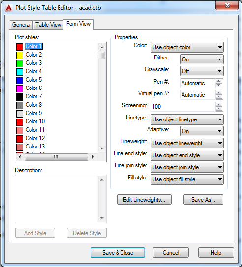 Autocad theo Layer,in bản vẽ , linetype, lineweight