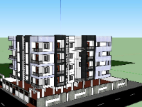Mẫu 3d thiết kế ngoại cảnh chung cư 5 tầng