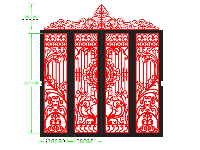 Mẫu cổng 4 cánh cnc họa tiết hoa lá tây file cad
