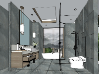 Mẫu dựng 3d phòng tắm theo phong cách hiện đại