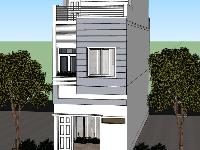 nhà phố 3 tầng,mẫu nhà phố 3 tầng,model sketchup nhà phố 3 tầng,nhà phố 3 tầng 4.2x16.5m