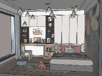 Mẫu model sketchup nội thất phòng ngủ đẹp