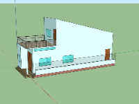 Mẫu sketchup nhà 1 tầng 1 tum đơn giản