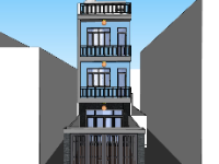 Mẫu sketchup nhà phố 3 tầng sân thượng 4.4x10.9m