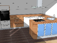 Mẫu sketchup nội thất phòng bếp model 3d