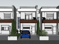 Mẫu sketchup thiết kế nhà liền kề 2 tầng 5.5x12.7m
