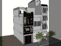 nhà 4 tầng,nhà phố 4 tầng,su nhà phố,sketchup nhà phố,sketchup nhà phố 4 tầng