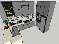 Mẫu thiết kế nội thất phòng bếp sketchup