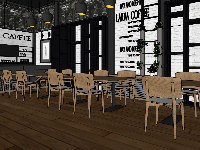 sketchup thiết kế quán cafe,sketchup coffee,mẫu quán cà phê sketchup,model quán coffee