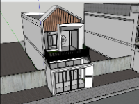 Mẫu thiết kế sketchup nhà phố 2 tầng 5x19.5m