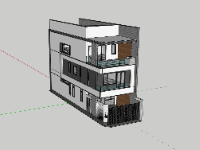 Mẫu thiết kế sketchup nhà phố 3 tầng 5.6x16.8m